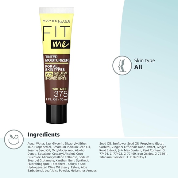 Maybelline Fit Me Tinted Moisturizer, Natural Coverage, Face Makeup, 375 - Picture 2 of 9